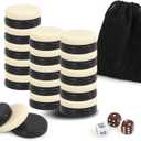 Checkers Pieces -Backgammon Pieces-Dark Brown/Natural 15tablets Each (Black and Beige, 32mm/1.25in)