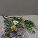 5 Bundles Artificial Fake Flowers Plants for Outdoor Decoration, Fake Silk Petunias Flowers with Fake Wheat Grass UV Resistant for Home Outside Garden Balcony Yard Porch Decor (Purple White Yellow)