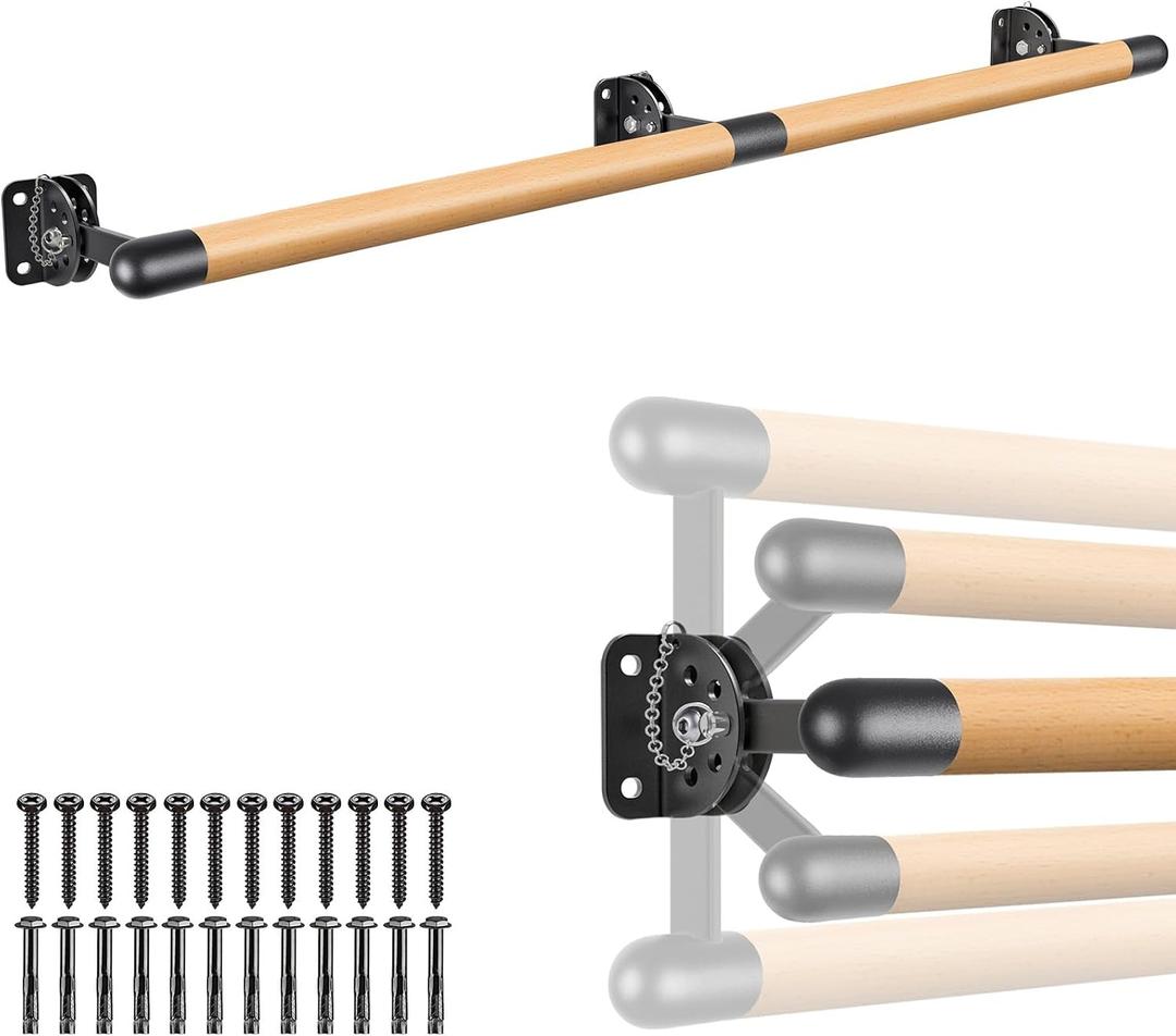 Dolibest Space Saver, Ballet Barre, Wall Mounted Traditional Wood Ballet Barre System Stretch/Dance for Home Barre Workout Equipment, Height Adjustable, for Kids and Adults, 2m - Rca Plugs