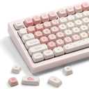 XVX Keycaps - Pink Cute PBT Keycaps, MOA Profile Key caps 60 65 75 100 Percent, Dye-Sublimation, Custom 142 Keys Set for 100%, 75%, 65%, 60% Mechanical Keyboard