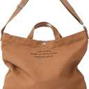 2 x Canvas Tote Bag for Women: Large Capacity Shoulder Bags for Work, Travel, Casual, Message Bag, Tote, Purse, Handbags (Brown)