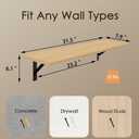 DINZI LVJ Long Wall Shelves, 31.5 Inch Wall Mounted Shelves Set of 2, Easy-to-Install, Wall Storage Ledges with Sturdy Metal Brackets for Living Room, Bathroom, Bedroom, Kitchen, Natural