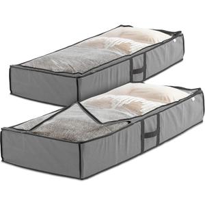 Under Bed Storage Bins - Pack Of 2 Under The Bed Storage Containers For Clothes, Blankets, Winter Clothing, & Shoes - Underbed Storage Containers With Handles, Dual Zippers, & Clear Top