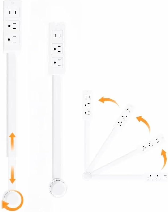 180Rotating Electrical Outlet Extender Stick,Features USB-A USB-C 2 AC Outlets,Use Behind Couches,Nightstands,Desks,More