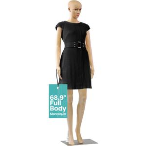 SereneLife 68.9" Tall Full-Body Female Mannequin with Adjustable Head, Flexible Limbs and Detachable Design, Perfect for Clothing Stores, Boutiques, Exhibitions and More (Skin)