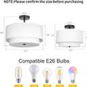 FRIDEKO HOME 3-Light Semi Flush Mount Ceiling Light,15.7 inch Ceiling Light Fixture with White 2-Layer Fabric Shade Drum Lights for Bedroom Living Room Kitchen Foyer Hallway