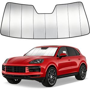 Windshield Sun Shade Custom Fit for Porsche Cayenne 2019-2024, Accordion Folding Thick Window Sunshade Block Heat 99% UV Rays Sun Visor Keep Cooler Car Accessories