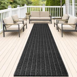Outside Entrance Runner Rug 32" x 120", Dirt Trapping Outdoor Door Mat, Non Slip, Water Proof, Heavy Duty Commercial Rug for Patio,Garage, Traffic Area, Office, Roll Packing (Black)