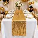 12x108 inch Gold Sequin Table Runner Sparkly Glitter Table Linens 6 Packs for Party Decorations Wedding Birthday Baby Shower Engagement Anniversary