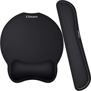 Gimars Upgrade Enlarge Superfine Fibre Soft Smooth Gel Ergonomic Mouse Pad Wrist Support and Keyboard Wrist Rest for Computer, Laptop, Mac, Gaming and Office, Durable, Comfortable and Pain Relief (Black)