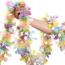 Easter Garland Decor,50Ft Glitter Tinsel Spring Garland Decorations for Tree Mantle Bedroom Office Classroom Party Indoor Outdoor Holiday Home Pink Yellow Blue Green White