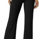 Dokuritu Women's Work Pants Business High Waist Flare Leggings with Pockets Tummy Control Bootcut Pull On Stretchy Slacks (L)