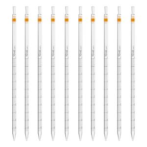 ONiLAB Glass Graduated Pipette, 10ml,Tolerance 0.1ml, Standard Sodium Calcium Glass Pipettes for Transfer Liquid or Essentail Oil for Lab, Chemistry10 pcs 17900304