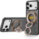 SYNCWIRE for MagSafe Ring Phone Holder, 360 Rotation Magnetic Cell Phone Grip Dual-Sided Magnets Phone Ring Kickstand Compatible with iPhone 17 16 15 14 13 12 Pro Max MagSafe, Android, Samsung etc. (Desert Gold)