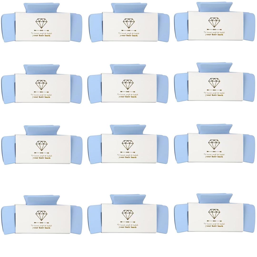 Loanzeg Bridesmaid Hair Claws Bachelorette 4.1 Inch Square Hair Clips Set of 12 Bridal Shower Hair Claw Clips ideas Gift for Wedding Party Favors Bridesmaid Proposal Gifts (Dusty Blue)