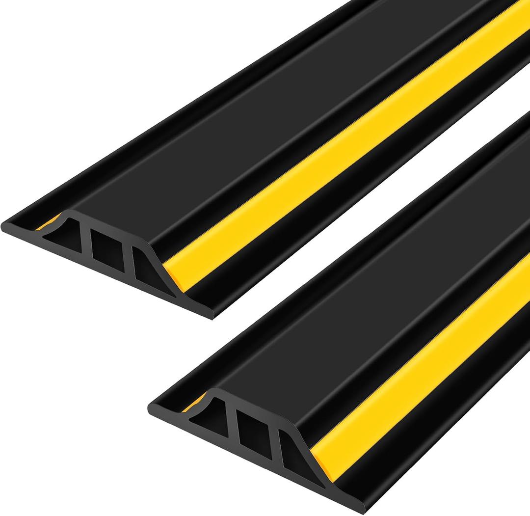 2 Pcs 1.25" High Universal Garage Threshold Seal Strip Flexible Total Length 8'3" Garage Door Flood Bottom Barrier Seal DIY PVC Weather Stripping Replacement, Not Include Adhesive