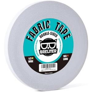 Breliter Double-Sided Sticky Fabric Tape - Adhesive Cloth Tape Press-on Tape, No Sewing or Ironing, Gluing, Alterations and Hemming Tape - 1/2inch Wide 165FT Long, Pack of 5