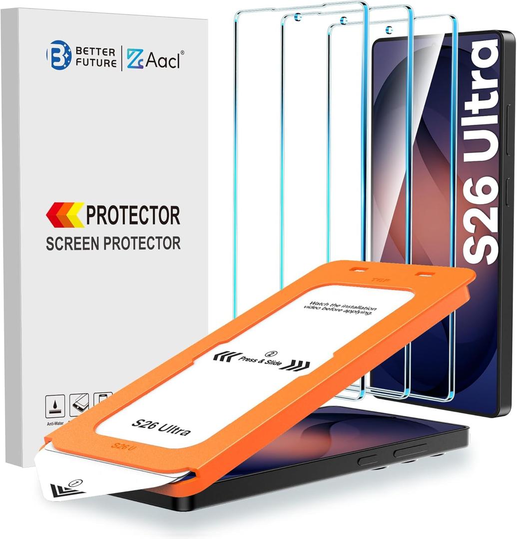 AACL 3-Pack for Samsung Galaxy S26 Ultra Screen Protector Tempered Glass, 9H Glass for S26 Ultra Screen Protector 5G, [Fast Alignment Tool] [Bubble Free] [6.9 Inch]