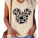 Magical Tank Tops for Women Cute Graphic Printed V-Neck Tee Casual Summer Family Vacation Sleeveless Shirt Tops (Medium, Apricot)