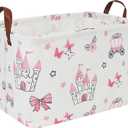 Rectangle Storage Basket with Handles,Collapsible Storage Bin,Books Box,Gift Basket(Pink Princess)
