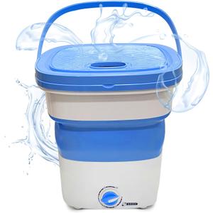 Pyle Portable Mini Washing Machine, Lightweight Collapsible Foldable Bucket Washer for Camping, Travelling, Dorms and Apartments, Compact 1kg Capacity, Blue, Pure Clean PUCWM33