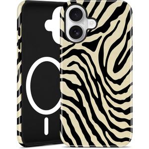 Jusy Compatible with MagSafe Zebra Case for iPhone 17, Cute Aesthetic Zebra Magnetic Phone Case, Soft TPU and Hard PC Protective Phone Cover for Women Girls(Matte)- Beige