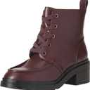 Amazon Essentials Women's Lace Up Moc Toe Combat Boot with Chunky Heel (10, Black Oxblood)