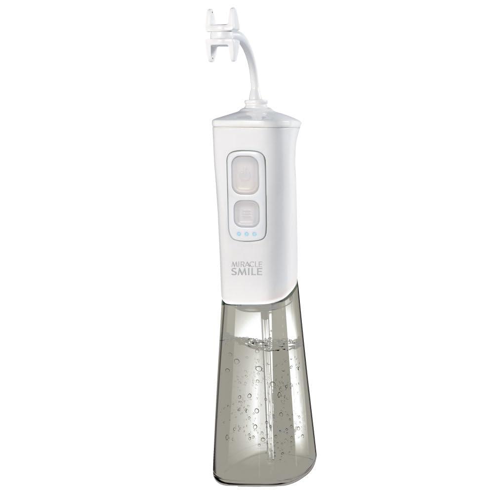 Ontel Miracle Smile Water Flosser for Teeth & Gum Health, Unique H-Shaped Flossing Head & 4 Water Jets, Cordless Water Flosser Features 360 Cleaning & 3 Pressure Modes, USB Rechargeable Dental Floss