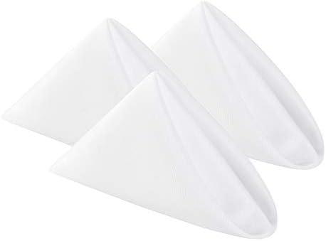 Cloth Napkins 17x17 inch Washable Polyester Dinner Napkins Soft Table Napkins for Wedding Party Dining Banquet (White,50PCS)
