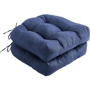 IPYNBAP Outdoor Chair Cushions Set of 2, Patio Chair Cushions with Ties, 19x19+5 Tufted Outdoor Seat Cushions, Waterproof Patio Furniture Cushions, Outdoor Dining Chair Pads, Navy
