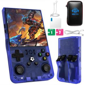 2025 Upgraded R36MAX Retro Handheld Game Console,128GB Built-in 22,000+ Classic Games,Portable Open Source Linux System,4.0-inch 4K HD IPS Screen & Video Player (Blue 128G)
