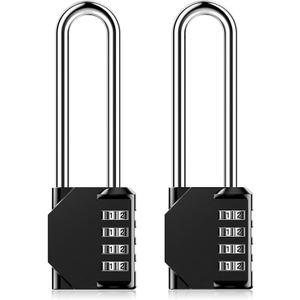 3.2 Inch Ultra Long Shackle Resettable Combination Padlock, 4 Digit Set Your Own Combination Combo Lock Outdoor for School Gym Employee Locker Lock, Hasp Storage, Fence Gate, Toolbox - 2 Pack