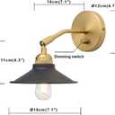 Yosoan Set of 2 Indoor Bedside Wall Sconce with On Off Switch, Hardwired Vanity Vintage Industrial Wall Mount Light, 340 Degree Angle with 7.1" Matte Black Shade for Reading Bedroom (Black-Antique)