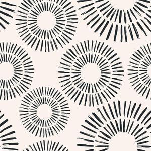 Stickyart Black Beige Sunburst Wallpaper Peel and Stick Boho Brushstroke Contact Paper Removable Minimalist Abstract Circle Geometric Wall Paper Modern Vinyl Roll for Cabinets Accent Wall 17.5"x80"