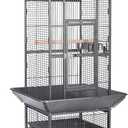 HSM 62 Inch Wrought Iron Large Bird Flight Cage with Rolling Stand for African Grey Parrot Cockatiel Sun Parakeet Conure Lovebird Canary