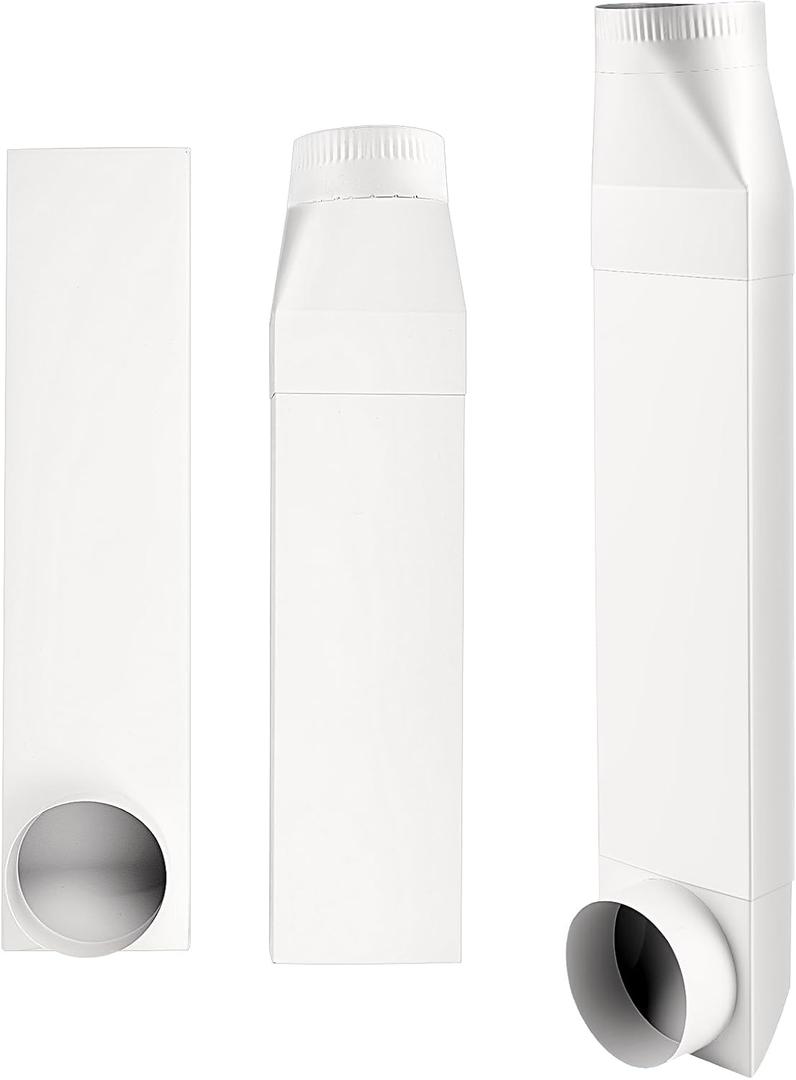 UD48S 4" Stainless Steel Telescoping Dryer Vent Kit - Flat Periscope for Whirlpool & All 4" Dryers, 90 to Straight Adjustable Dryer Duct (26-43in), Space Saving Vent Connector (White)