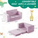 Kids Couch, 2-in-1 Toddler Chair Comfy 1-3 Years, Convertible Kids Chair, Toddler Couch that Fold Out, Kid Lounge Chairs for Boys and Girls Gifts, Kids Recline, Double, Purple