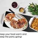 Chefman Long Electric Warming Plate Heating Element, Prep Food for Parties, Stainless Steel Frame & Tempered Glass Surface, Buffet at Home, for Trays & Dishes, Cool-Touch Handles, Black