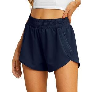 CAMPSNAIL Running Shorts for Women - 3" Athletic High Waist Quick Dry with Liner Zipper Pockets for Workout Gym (M)