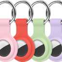 Compatible with AirTag Holder Case Keychain 4 Pack,for AirTag 2nd & 1st Generation Key Chain Ring Case Cover for Air Tag Holder GPS Tracker Air Tag 2nd gen Finders Air Tagholder for Kids,Bags,Luggages (Pink/Orange/Green/Purple)