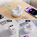 European Travel Plug Adapter with USB C, Multi Country Outlet Adapter with 3 AC Outlets and 4 USB Ports, Type C Plug Adapter for US to Most of Europe Iceland Spain Italy France Germany etc