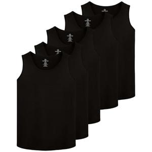 Real Essentials 5 Pack: Men's Dry-Fit Muscle Tank Top Sleeveless Shirts Workout Tees Athletic Gym (Big & Tall)- Set 1, XXXL