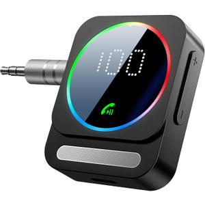 SONRU Bluetooth 5.3 Receiver for Car, Wireless Audio Adapter for Car/Home Stereo/Wired Headphones/Speaker, Bluetooth Aux Adapter, Dual AUX Outputs, RCA AUX 3.5mm Music Receiver (Black)