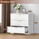 Furnulem Fluted Night Stand with 3 Drawers White Bedside Table for Bedroom, 26'' Wide Wooden Nightstand Modern Furniture for Entryway, Hallway, 1 pcs