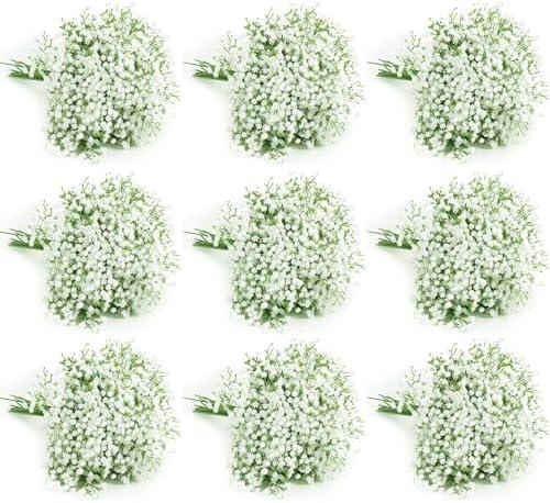 120 Pcs Baby Breath Artificial Flowers Bulk，White Artificial Flowers Artificial Baby Breath Gypsophila Flowers para Decoracion for Wedding Party Home Decoration (120 PCS) Pack of 4