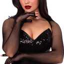Traitorous Women's Black Fishnet Fingerless Shrug (Black)