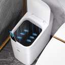 MOPUP Bathroom Trash Can, Automatic Bagging Garbage Can, 3.5 Gallon Slim Smart Small Plastic Trash Bin, Narrow Motion Sensor Trash Can for Bedroom, Office White