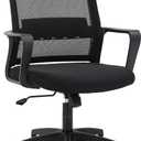 FDW Office Chair Ergonomic Desk Chair Mid-Back Mesh Computer Chair Lumbar Support Comfortable Executive Adjustable Rolling Swivel Task Chair with Armrests, Black