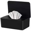 Baby Wipes Dispenser, Wipe Holder for Baby & Adult,Keeps Wet Tissue Fresh, Non-Slip Wipes Case, Flushable Wipe Container with Sealing Design Lid (Black)
