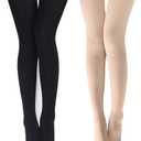 VERO MONTE Womens Opaque Fleece Lined Tights Colorful Warm Winter Thermal Tights (Small-Medium, 2 Pairs (Black + Nude))